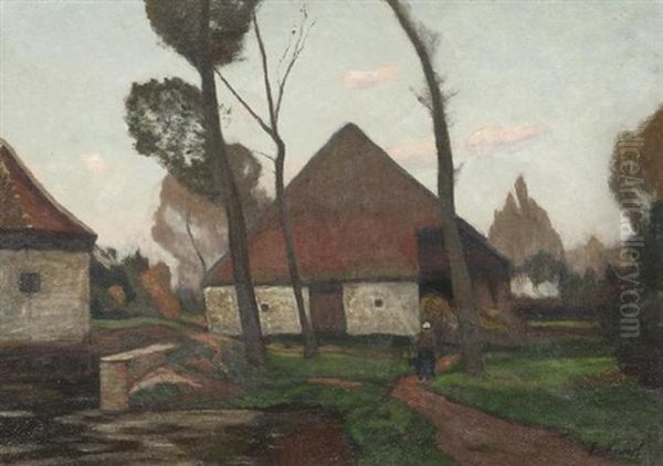 Flandrisches Dorf. Bauerin Vor Der Scheune - view 1