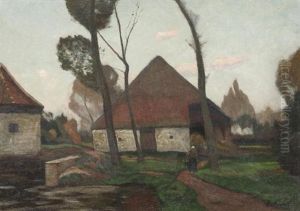 Flandrisches Dorf. Bauerin Vor Der Scheune