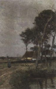 Norddeutsche Landschaft Mit Windmuhlen