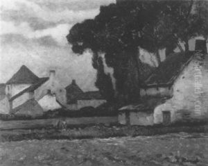 Flandrisches Dorf Mit Erntender Magd by Eugen Kampf