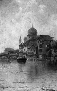 Am Canale Grande Mit Blick Auf Die Kuppel Von Santa Maria Della Salute