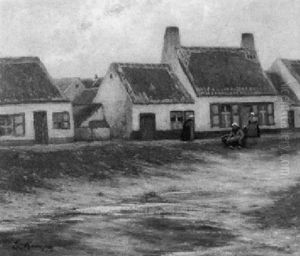Strasenszene In Einem Flandrischen Dorf