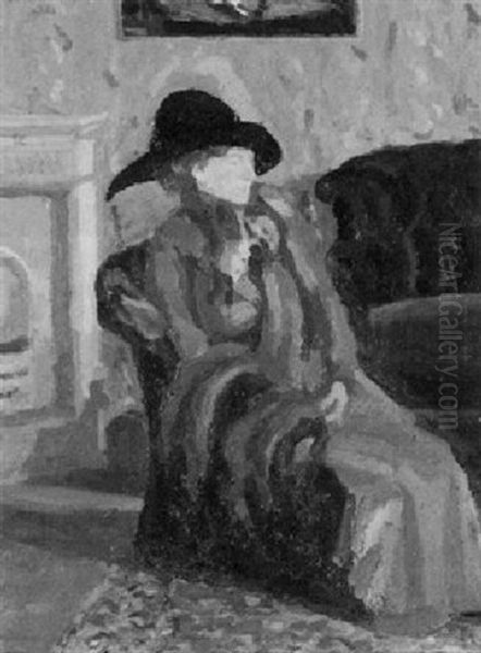 Portrat Eine Sitzenden Dame Im Interieur - view 1
