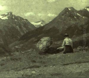 Rastender Wanderer In Den Tiroler Alpen