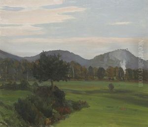 Herbstlandschaft Mit Bergen by Gustav Kampmann