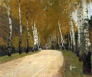 Birkenallee Im Herbst by Gustav Kampmann