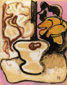 Obstschale Vor Ornamentalem Hintergrund by Heinrich Kamps