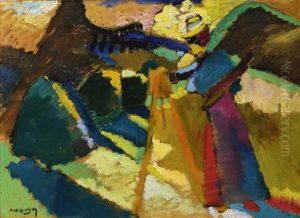 Gabriele Munter Im Freien Vor Der Staffelei (gabriele Munter Painting Outdoors In Front Of An Easel) by Wassily Kandinsky