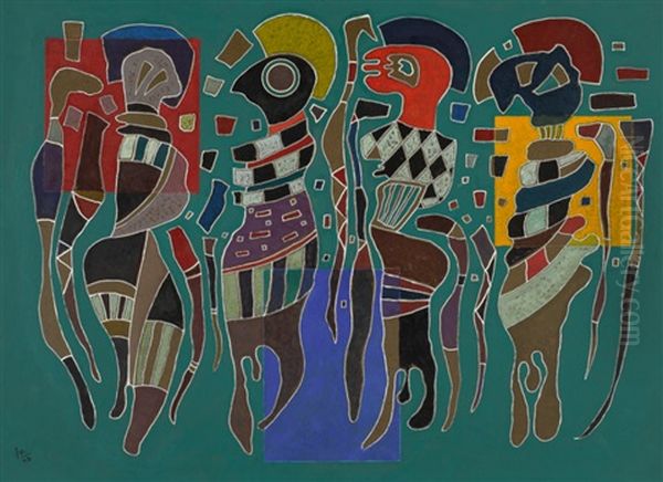 4 Figuren Auf 3 Quadraten (4 Figures On 3 Squares) - view 1