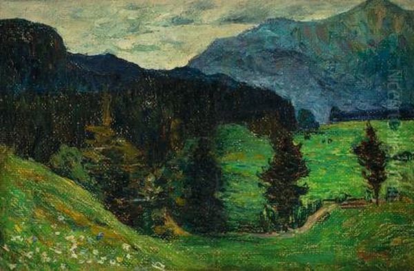 Kochel - Gebirgslandschaft Mit Tannen - view 1