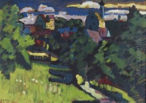 Murnau - Ansicht Mit Burg, Kirche Und Eisenbahn by Wassily Kandinsky
