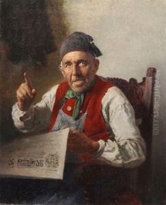 Bauer Bei Der Zeitungslekture "munchner Neuste Nachrichten by Ludwig Kandler