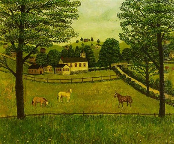 Farm Scene With Three Horses - view 1