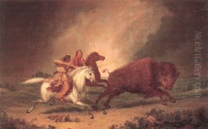 Assiniboine Hunting Buffalo by Paul Kane
