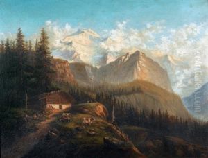 Sommerliche Ansicht Von Der Wengernalp Auf Die Jungfrau by Johannes von Kaenel