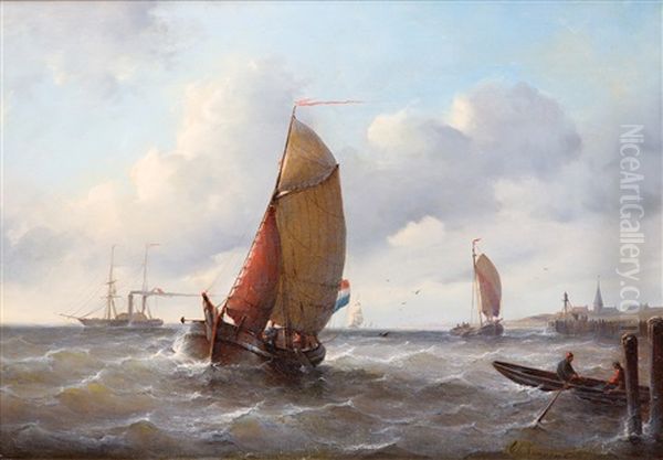 Dutch Sailing Ships And A Paddle-steamer Near The Coast - view 1