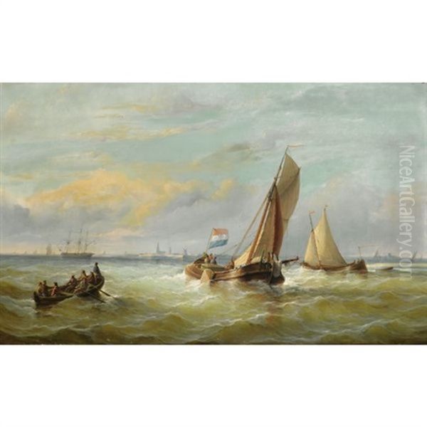 Fishing Boats On Choppy Waters, Vlissingen (?) In The Background - view 1