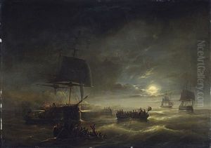 Nachtliche Seeschlacht by Christian Cornelis Kannemans