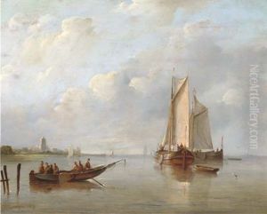 Fishing Boats On A Calm by Christian Cornelis Kannemans
