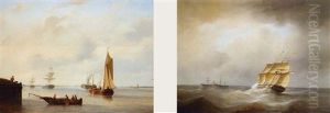 Trois Mats Par Mer Agitee by Christian Cornelis Kannemans