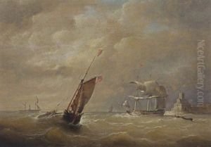 Shipping Off The Coast by Christian Cornelis Kannemans