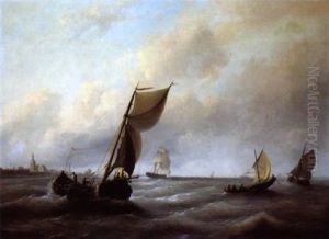 Shipping Off The Coast by Christian Cornelis Kannemans