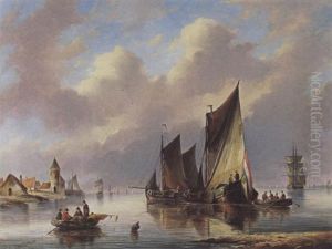 Shipping Off The Coast by Christian Cornelis Kannemans