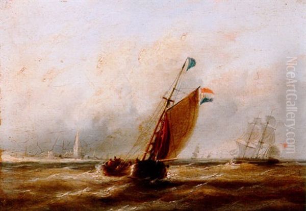 Sailing Vessels Off A Coastline - view 1