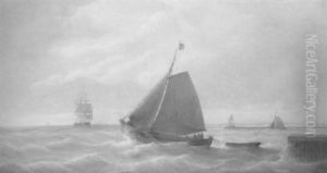 A Pink At The Harbour Entrance by Christian Cornelis Kannemans
