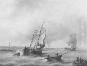 Zeilschepen Bij De Havenmond by Christian Cornelis Kannemans