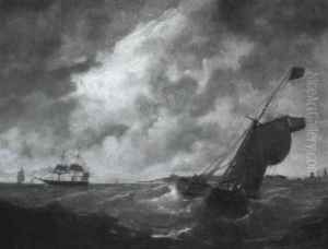 A Fishing Vessel On A Choppy Sea Off The Coast