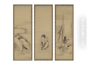Carp/huku-jyuro/carp (a Set Of Three Scrolls)