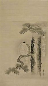 Hawk On Pine by Isen'in Naganobu Kano