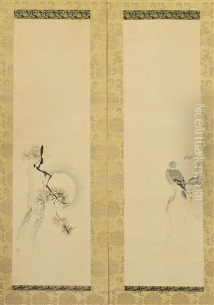 Bird On A Tree Branch And Moonlit Tree (2 Works) - view 1