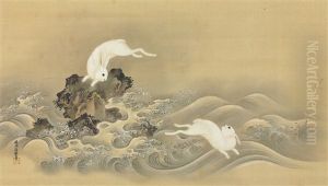 Rabbits Frolicing In The Waves