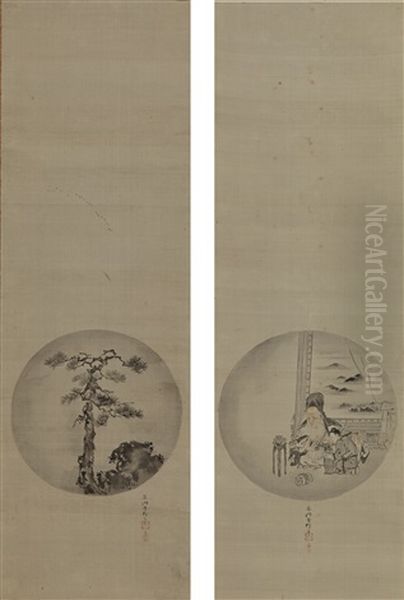 Fukurokuju With Attendant, Landscape - view 1