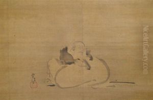 Sitzender Hotei Mit Stock Und Gluckssack