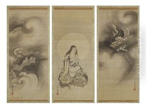 Figures And Dragons (triptych) by Yasunobu Kano