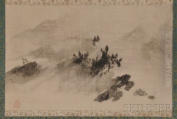 Hakuboku A Sansui Landscape With A Figure In A Boat - view 1