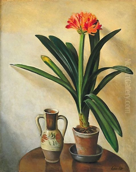 Stilleben Mit Clivia Und Zweihenkelkrug - view 1