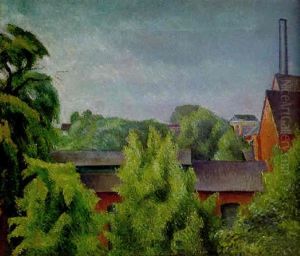 Blick Uber Dacher Auf Eine Fabrik (oberpfalz) by Alexander Kanoldt