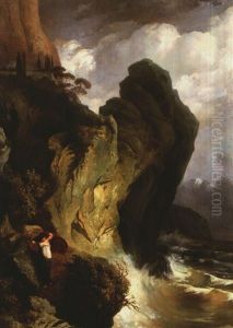 Sappho Am Vorgebirge Leukate An Eine Felswand Gelehnt