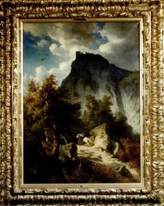 Hochaufragende Gebirgslandschaft Im Appenin Mit Der Ruine Der Burg Canossa by Edmund Friedrich Kanoldt