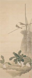 Vogelpaar Auf Bambuszweigen by Mori Kansai