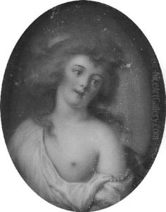 A Lady, In White Robes, One Breast Exposed, Green Armband, Matching Waistband And Band In Her Tousled Hair by Carl Christian Kanz