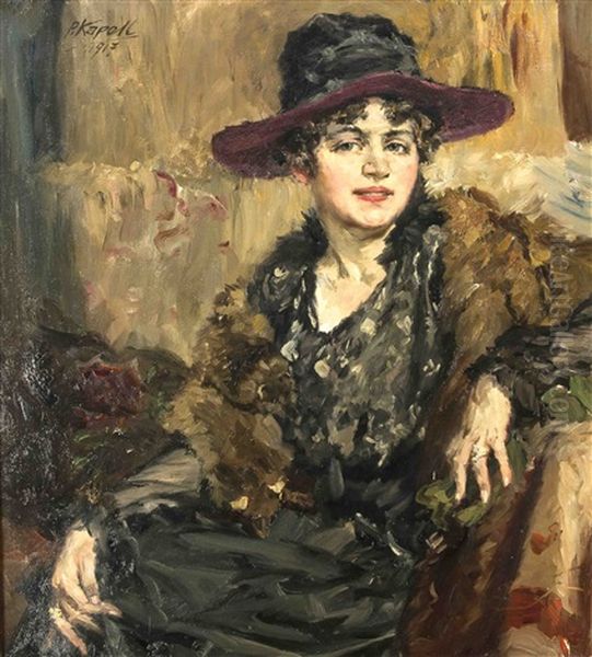 Bildnis Einer Sitzenden Jungen Dame Mit Hut Und Pelzstola - view 1