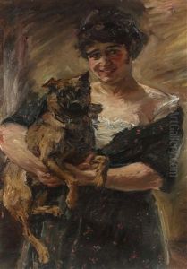 Junge Frau Mit Hund