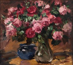 Stilleben Mit Rosenstrausen In Zwei Vasen Stilleben Mit Rosenstrausen In Zwei Vasen