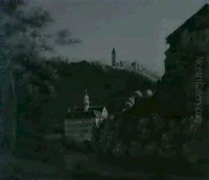 Das Franziskanerkloster Zu Freiburg Im Uechtland In Der     Schweiz An Einem Spatherbsta- Bend
