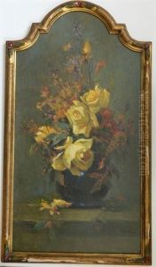 Still Life Of Yellow Roses by Karl Kappes